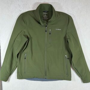 L.L. Bean Men's Olive Full Zip Performance Shell Jacket Fleece Lining